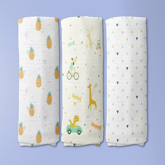 Jungle Party Collection Muslin Swaddle- Pack Of 3