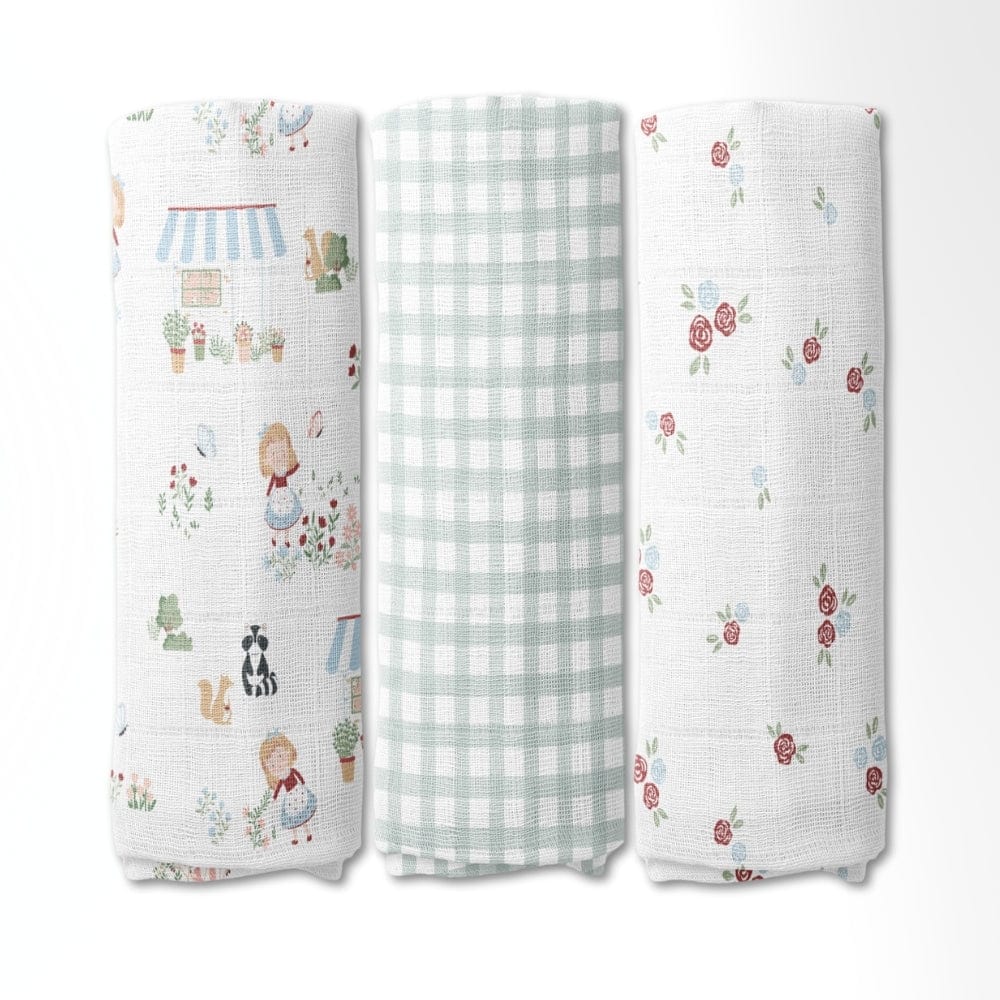 Scarlet In Garden Collection Muslin Swaddle- Pack Of 3