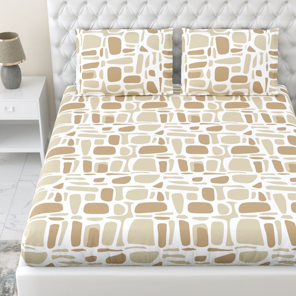 Modern Matrix 100% Cotton King Fitted Bedsheet, 144 TC