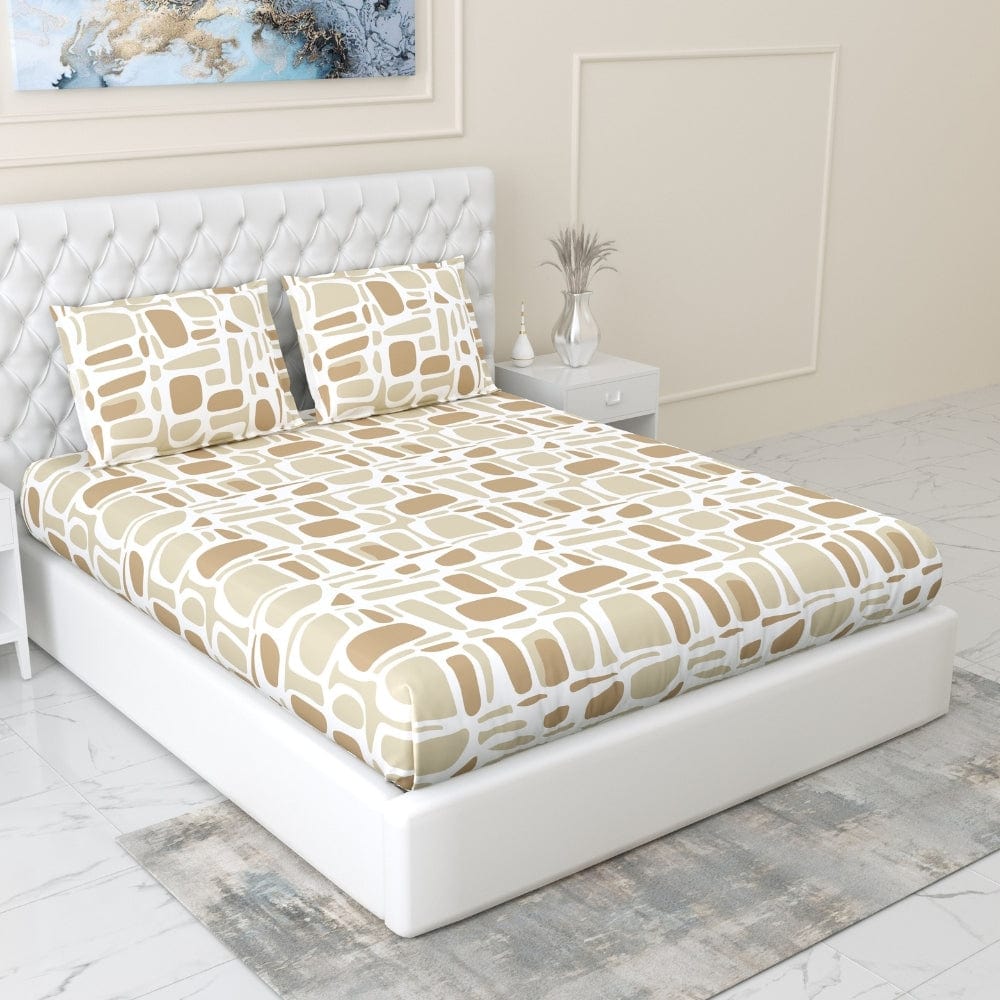 Modern Matrix 100% Cotton King Fitted Bedsheet, 144 TC