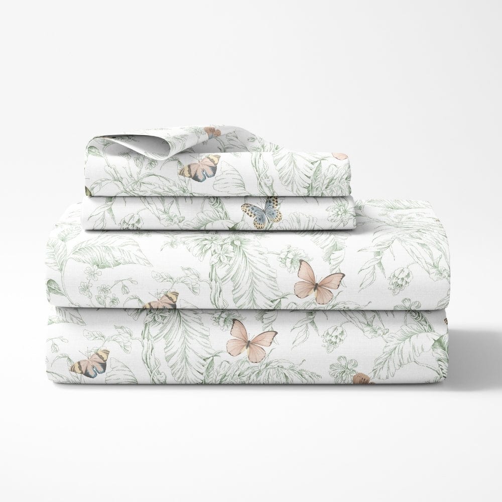 Nordic Palm 100% Cotton Double Fitted Bedsheet, 144 TC