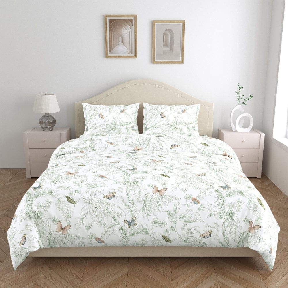 Nordic Palm 100% Cotton Double Size Bedsheet, 144 TC