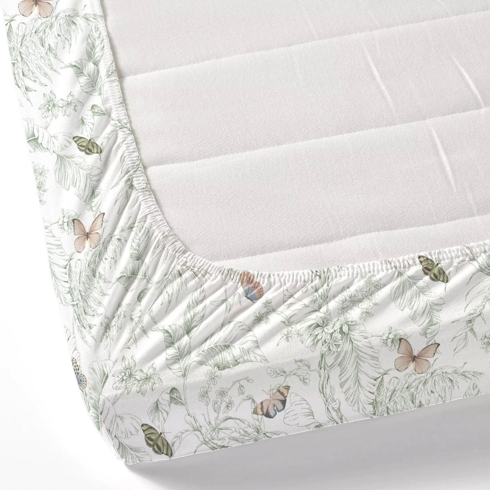 Nordic Palm 100% Cotton King Fitted Bedsheet, 144 TC