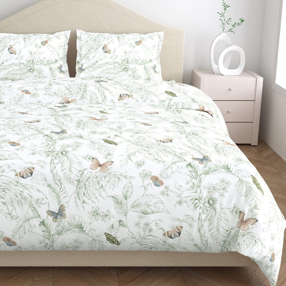 Nordic Palm 100% Cotton Double Size Bedsheet, 144 TC