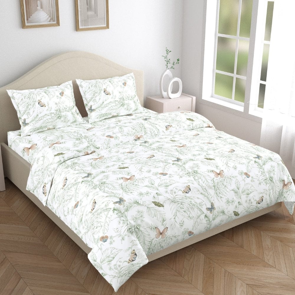 Nordic Palm 100% Cotton Double Size Bedsheet, 144 TC