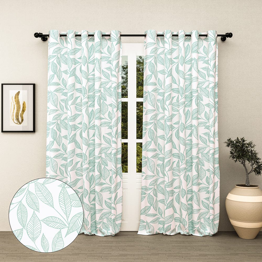Line Art Blue Curtain Set