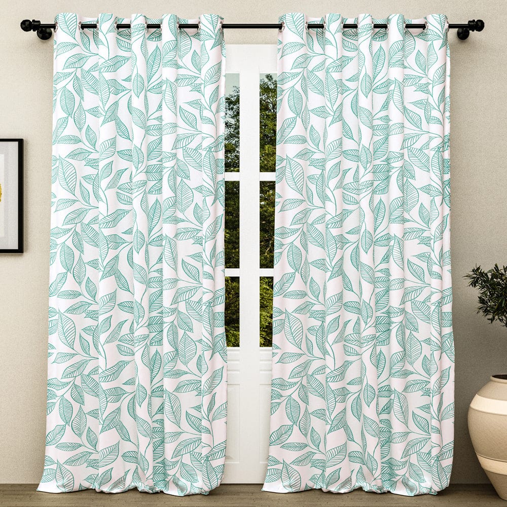 Line Art Blue Curtain Set