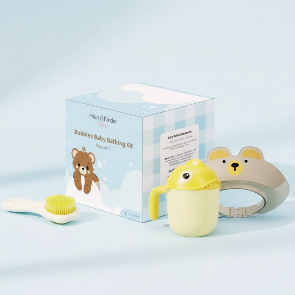 Bubbles Baby Bathing Kit- Set Of 3, (0-12) Months - Baby Bathing Kit | haus & kinder