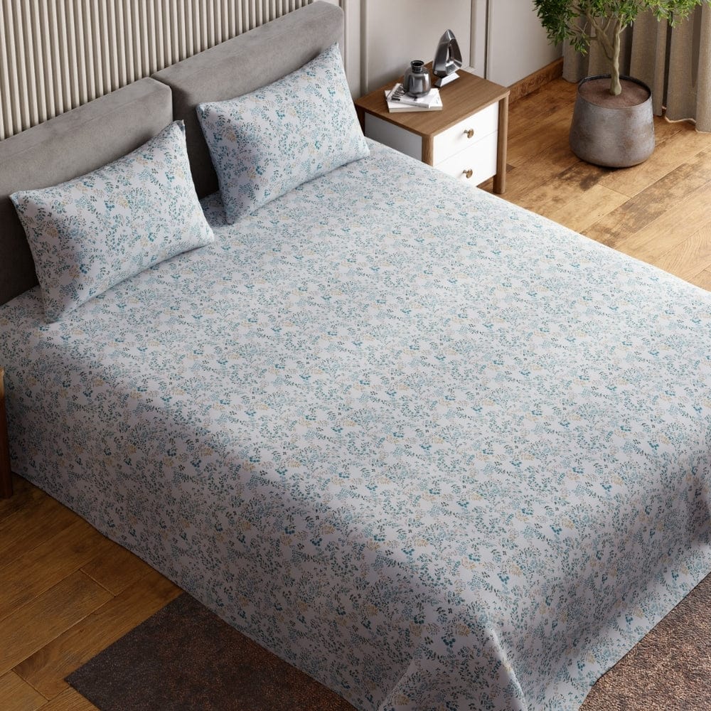 Feather-Touch 300 TC Bedsheet- Silver Wisteria