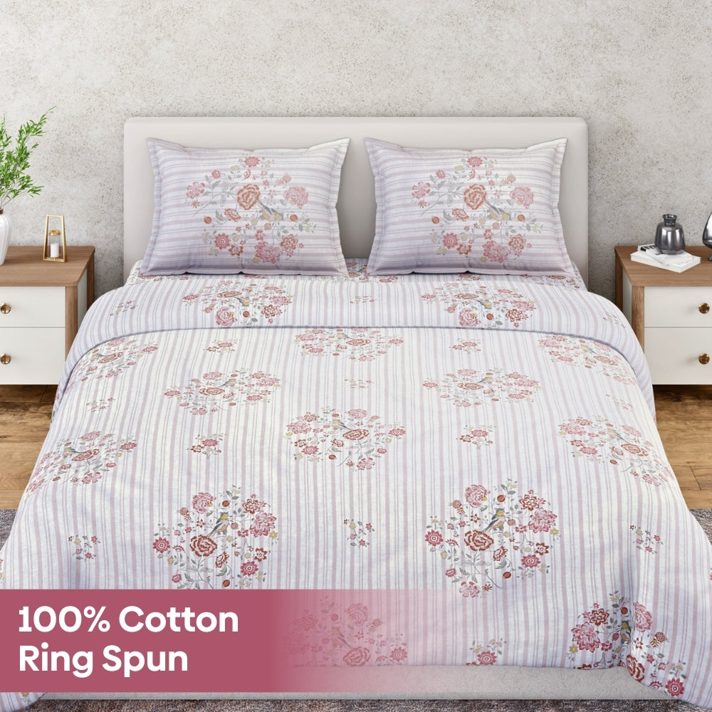 Ring Spun 100% Cotton Bedsheet- Elderflower Dream