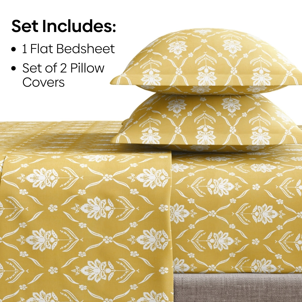 Ring Spun 100% Cotton Bedsheet- Golden Dahlia