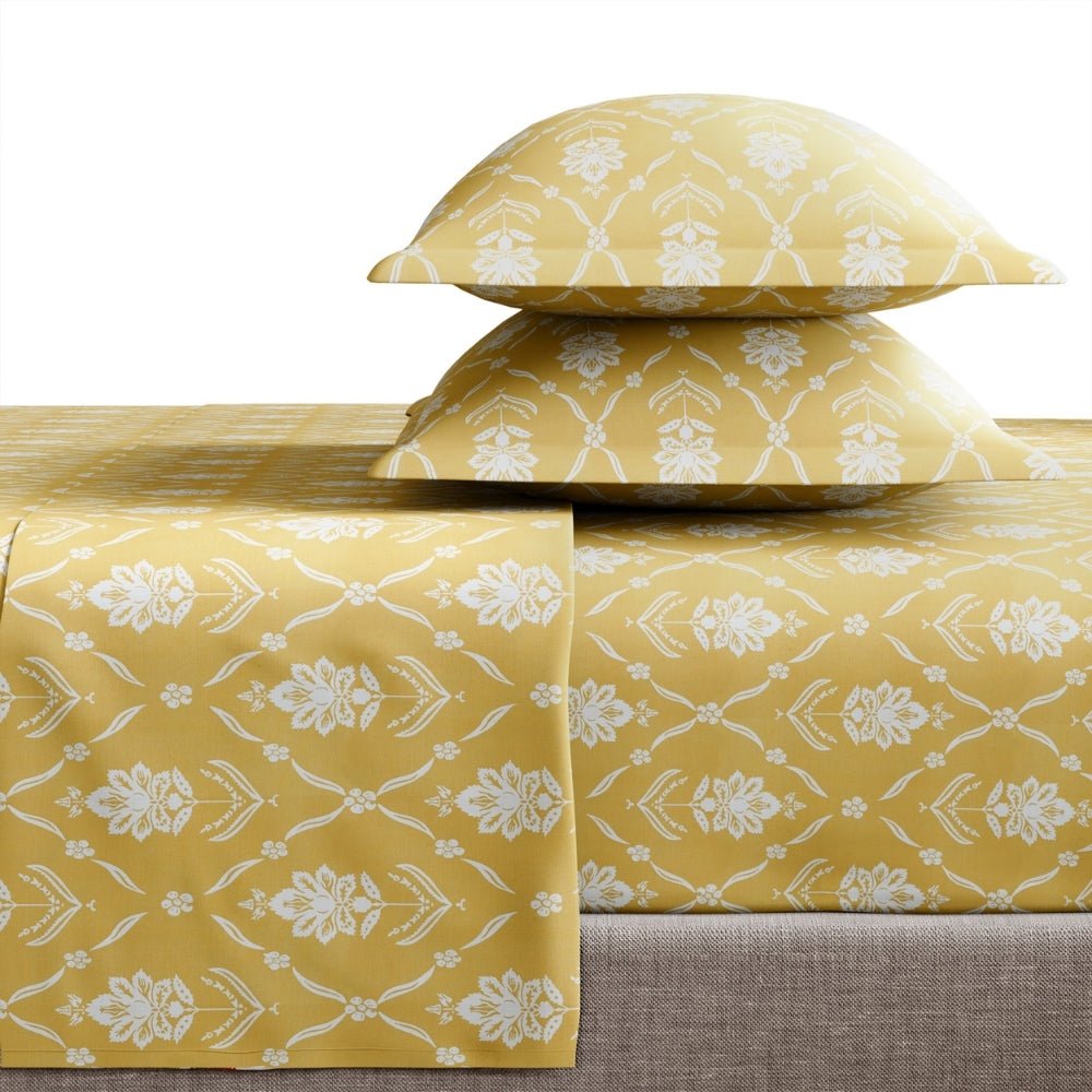 Ring Spun 100% Cotton Bedsheet- Golden Dahlia - Bedsheets | haus & kinder