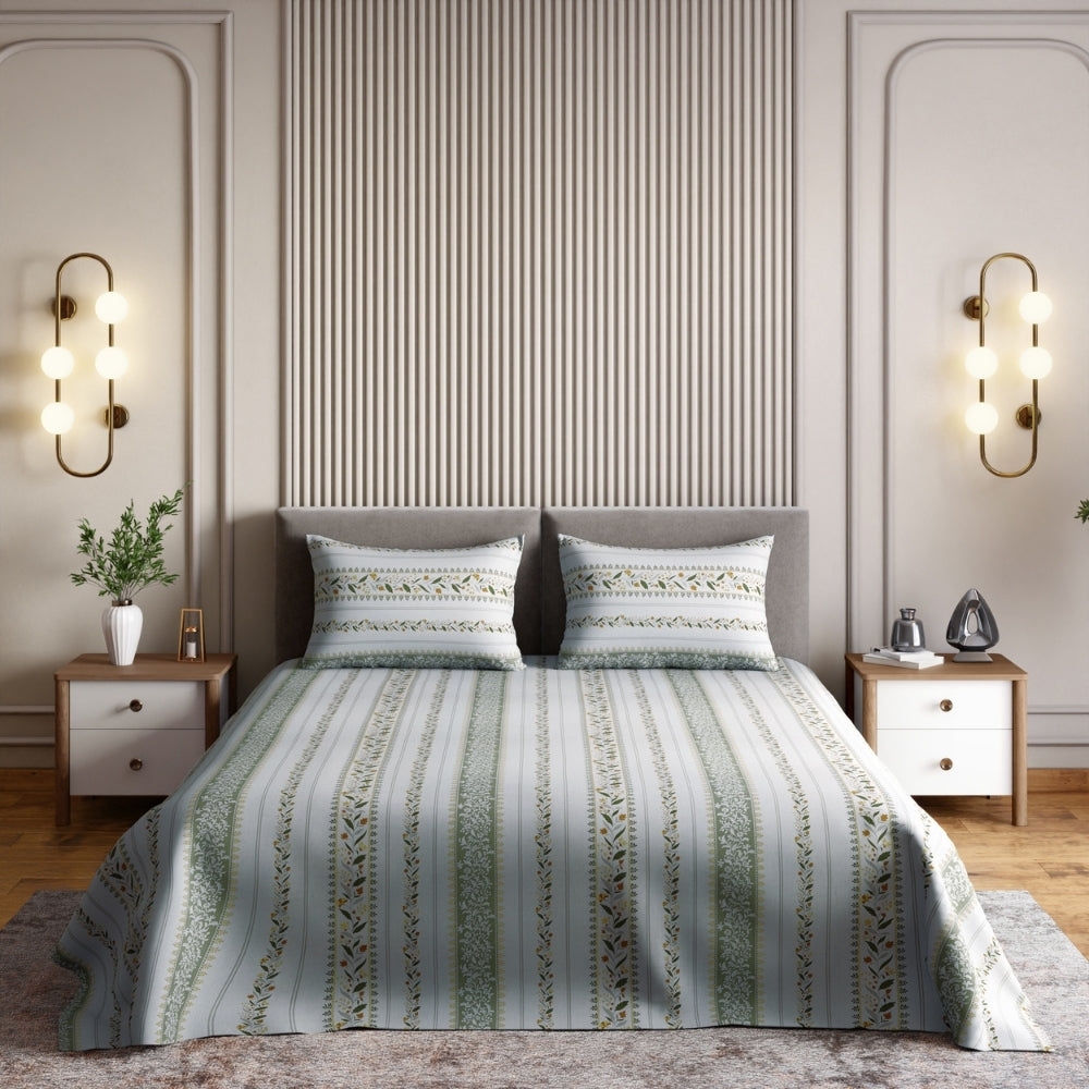 Ring Spun 100% Cotton Bedsheet- Jasmine Garland