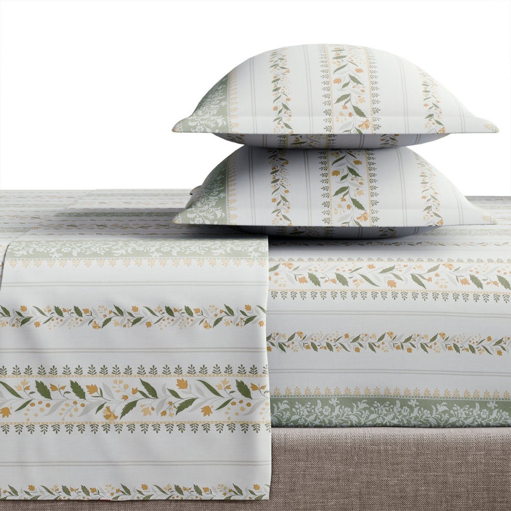 Ring Spun 100% Cotton Bedsheet- Jasmine Garland