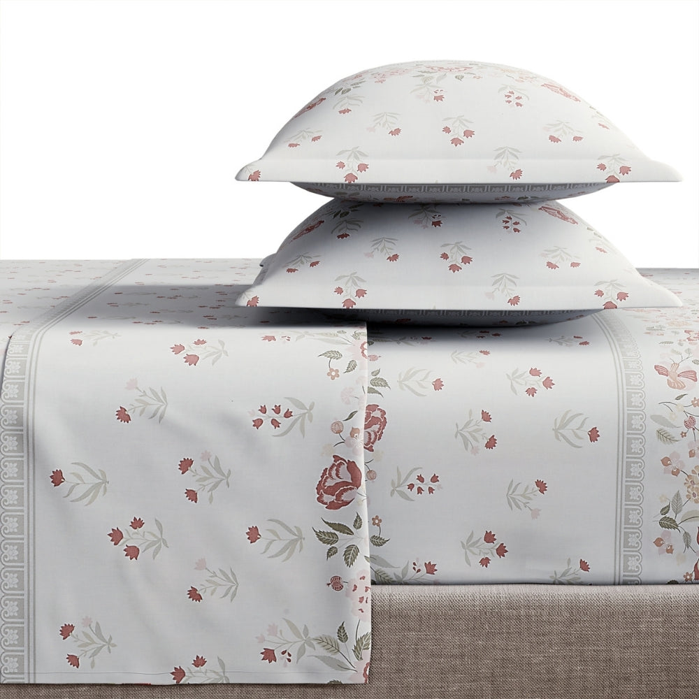 Ring Spun 100% Cotton Double Flat Bedsheet- Rosabelle Garden