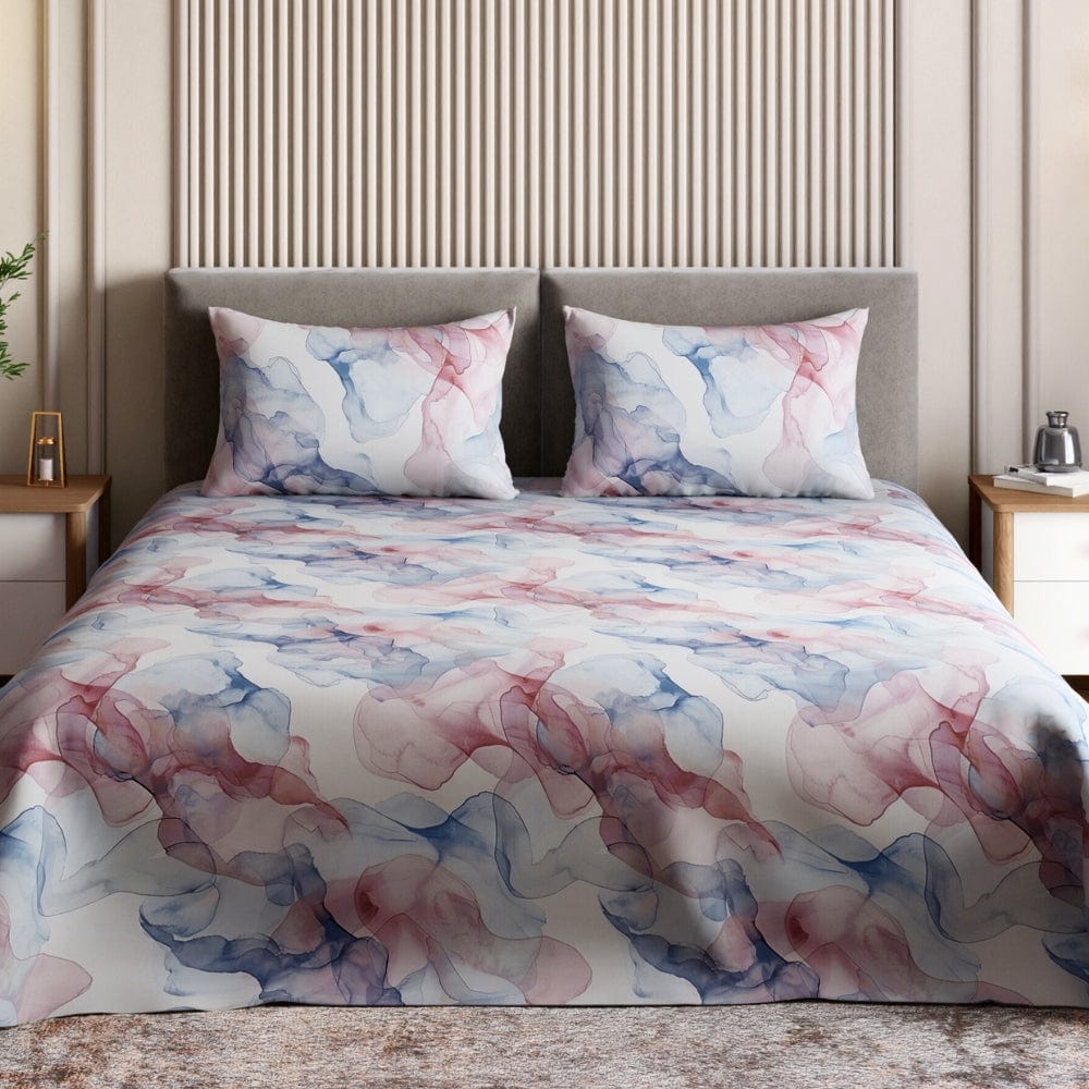 Digital Printed 210 TC Bedsheet- Mist and Mauve
