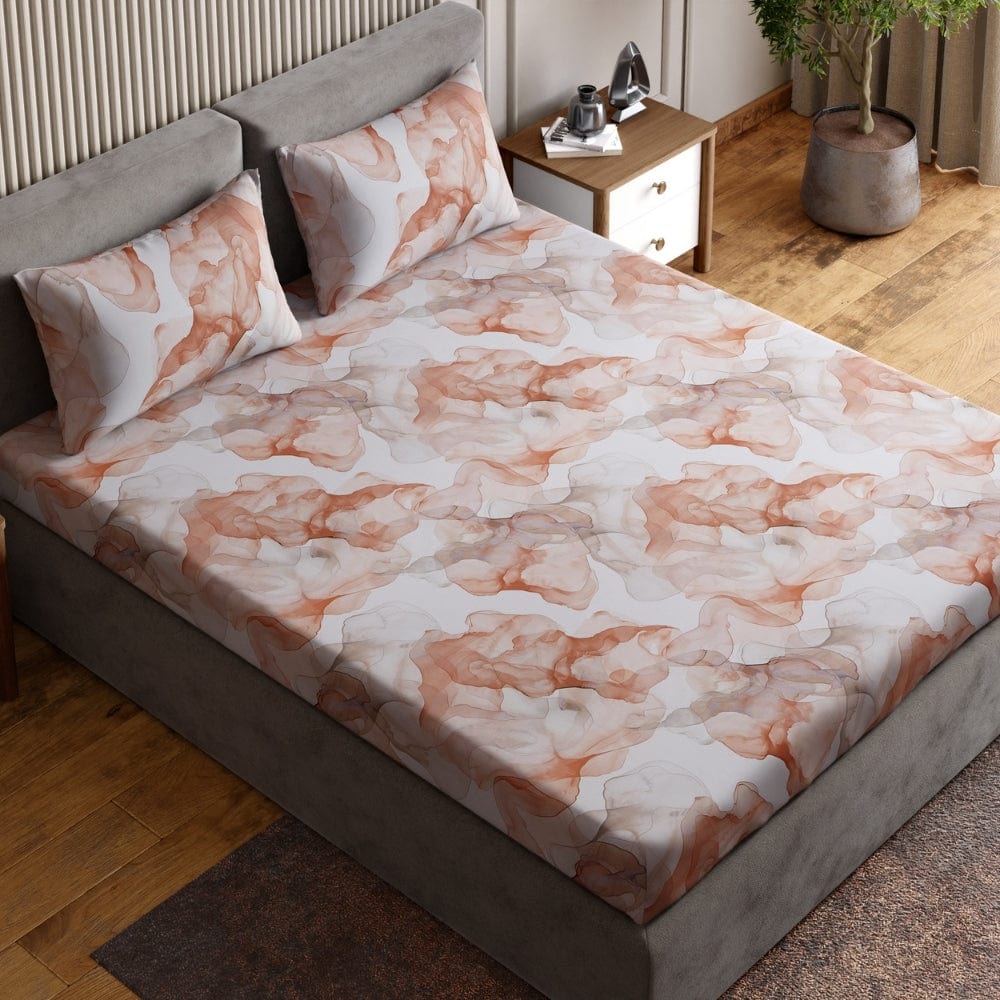 Digital Printed 210 TC Bedsheet- Brushed Clay