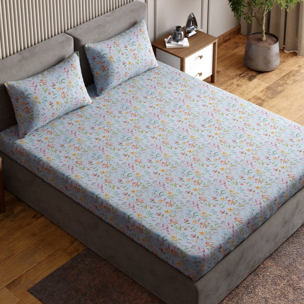 Digital Printed 210 TC Bedsheet- Petal Haze