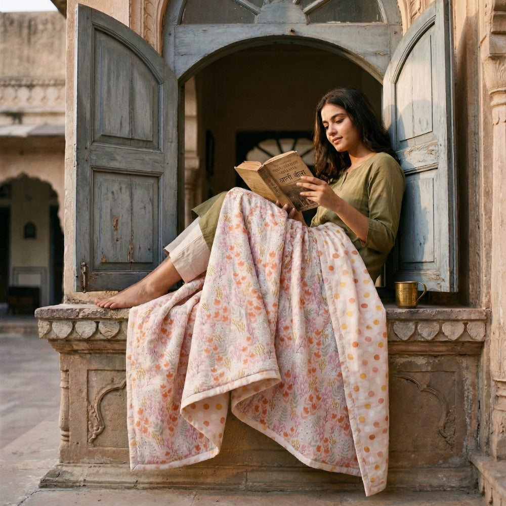 Kawai Bloom Reversible AC Blanket - Pink