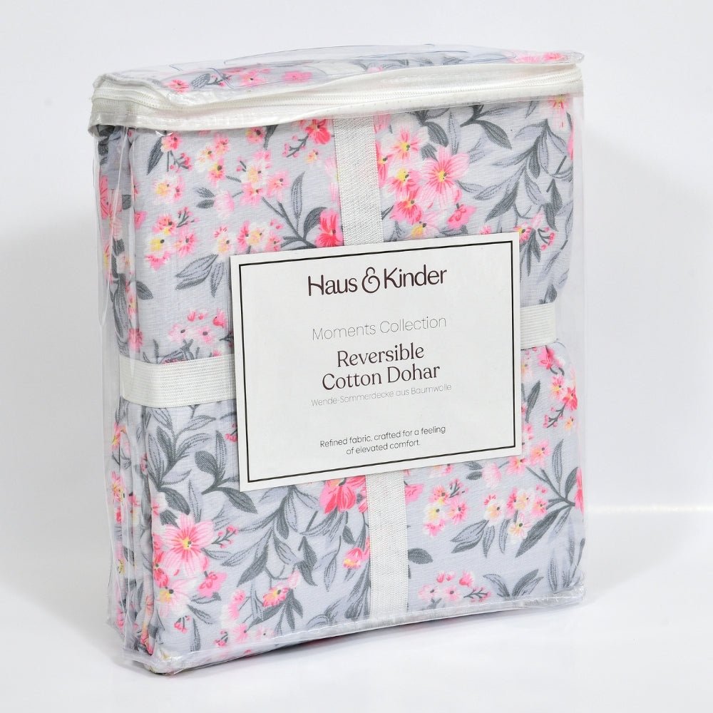 Sakura Whisper Reversible AC Blanket - Grey - Dohar | haus & kinder