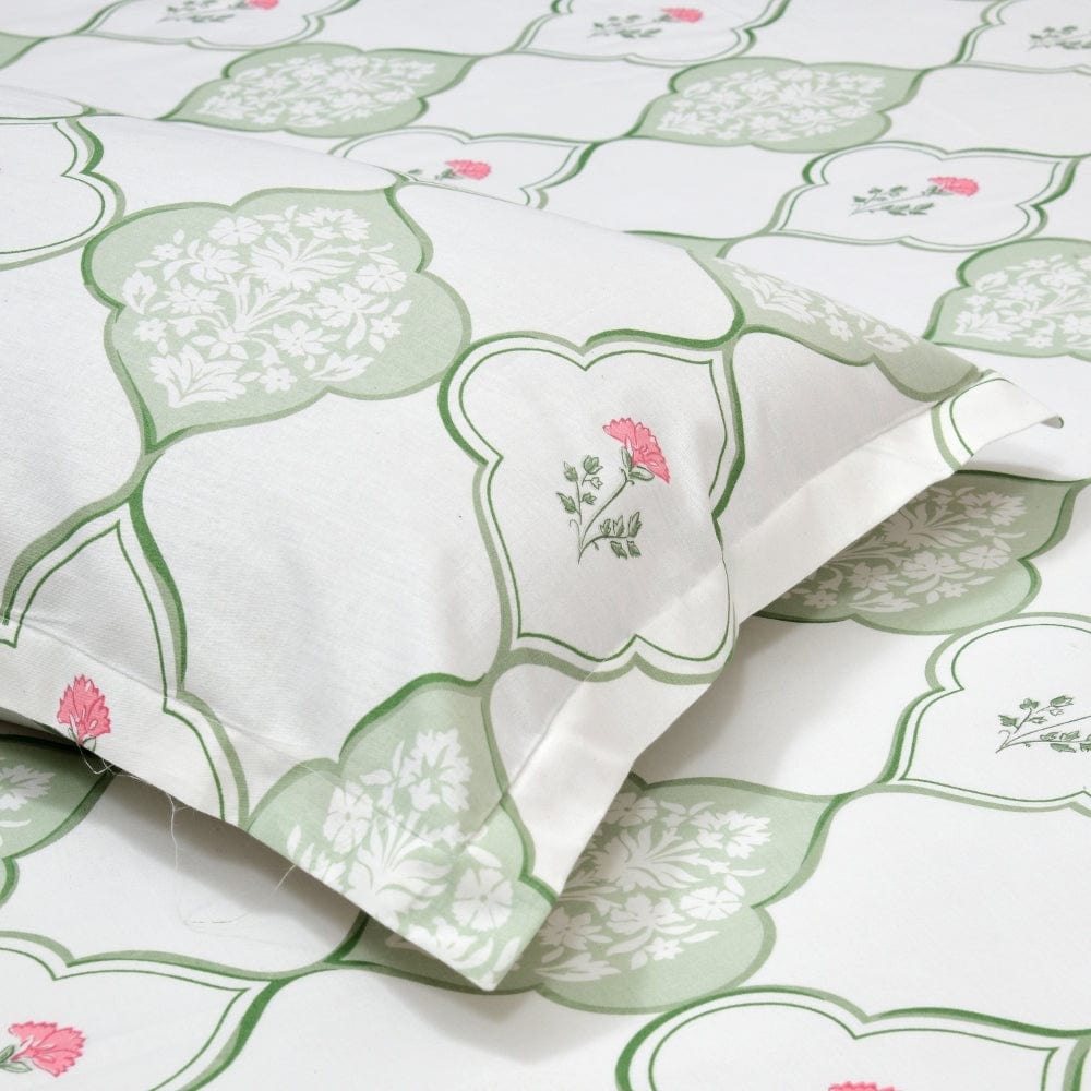Sage Trellis 186 TC Cotton 100% Printed Flat Double Bedsheet