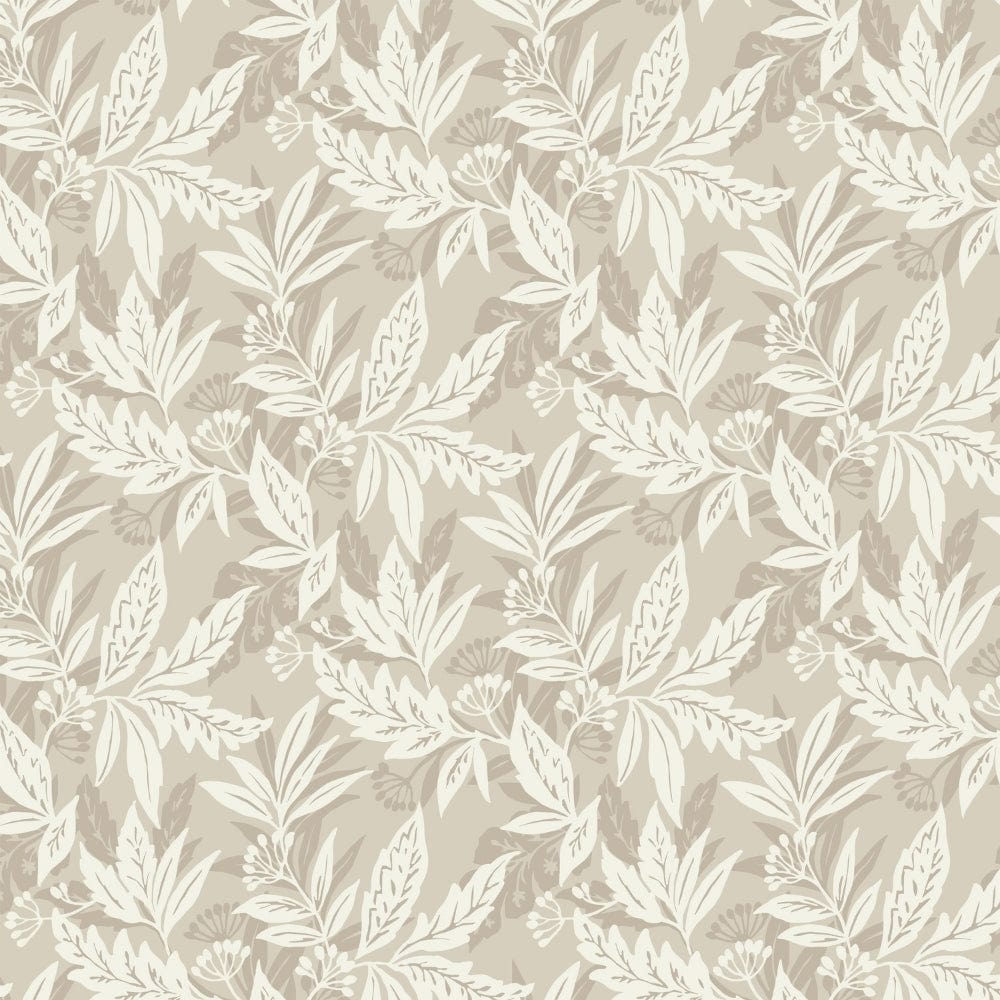 Soft Beige Bloom 100% Cotton Double Size Bedsheet, 144 TC