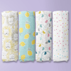 Fruit & Brute Collection 100% Cotton Soft Muslin Swaddles Wrap for Newborn Baby - Pack of 4 (100 x 100 cm, Yellow , blue , Multicolor)