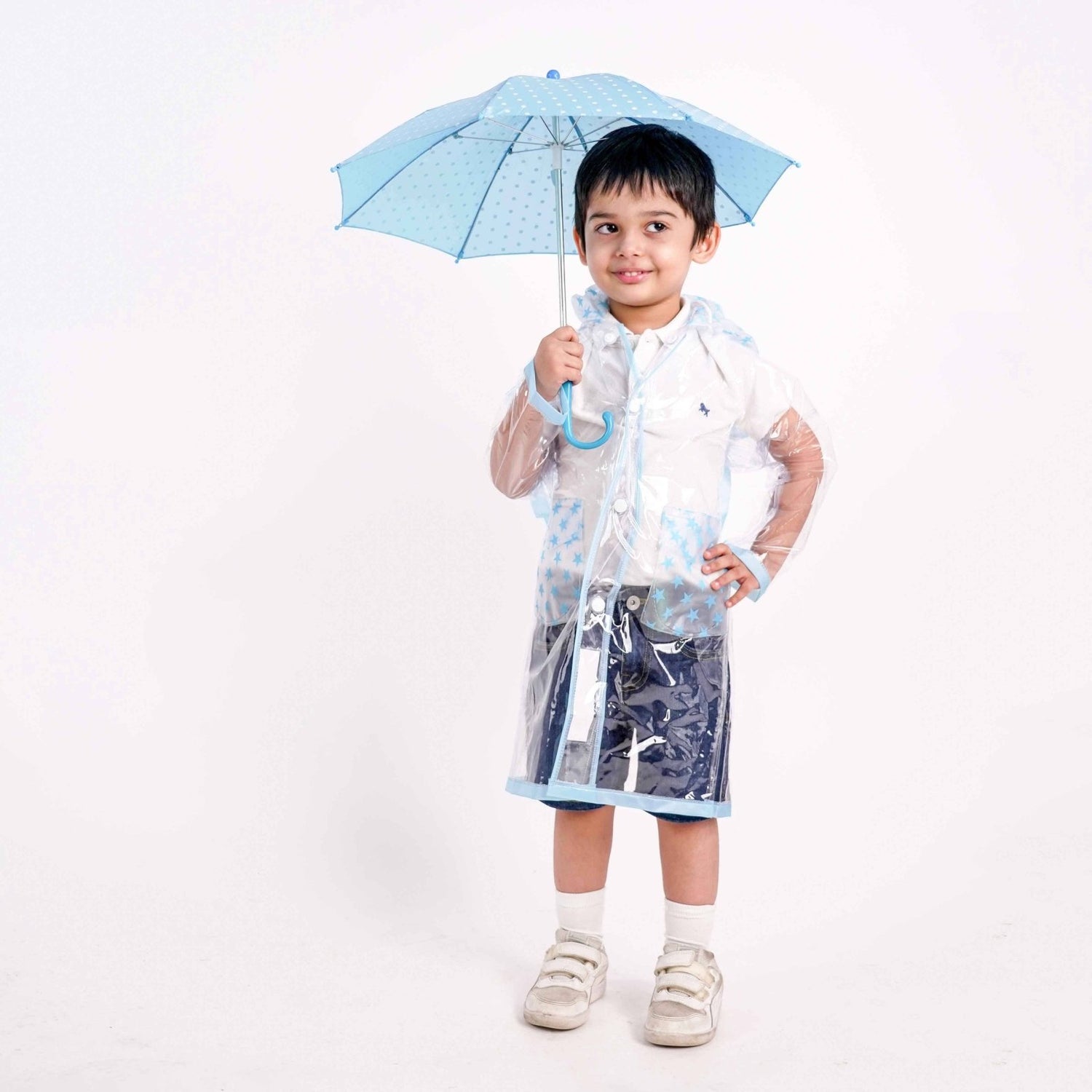 Clear Sky Kids Raincoat with inbuilt Backpack Extension, Clear Blue (2-5Y) - Raincoat | haus & kinder