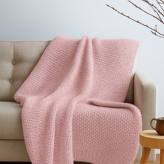 Ballet Blush Knitted Throw, Cameo Pink