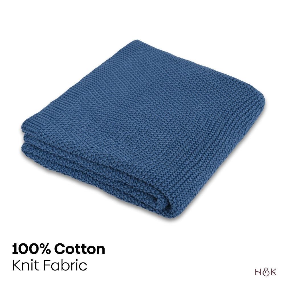 Ocean Ink Knitted, Throw Blue