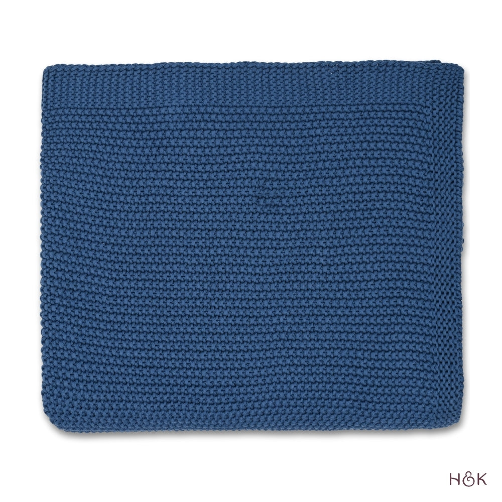 Ocean Ink Knitted, Throw Blue
