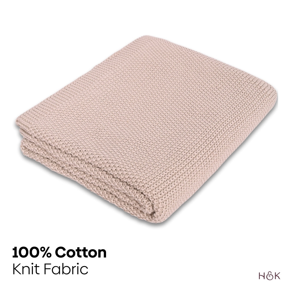Oat Meadow Knitted Throw, Pale Whisper