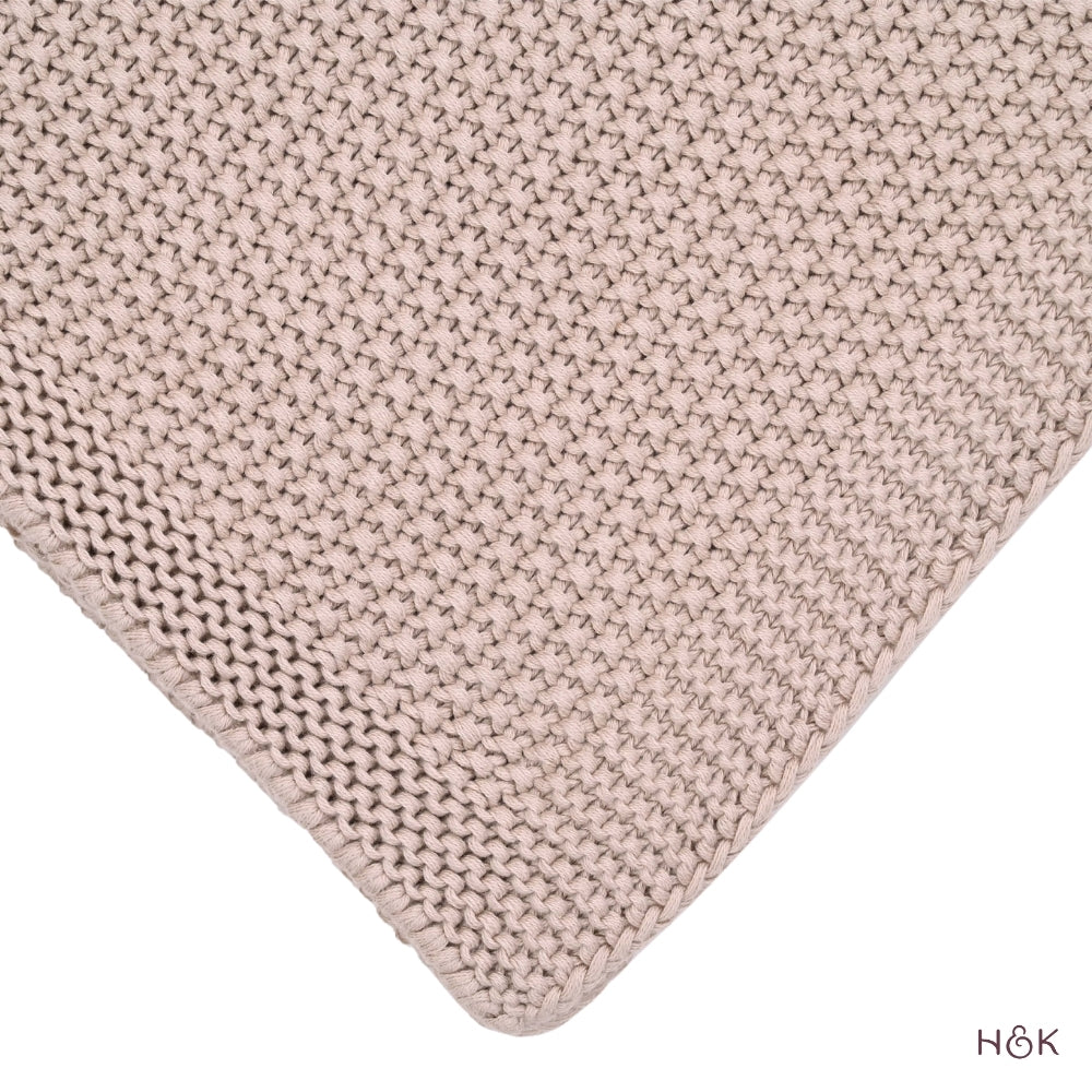 Oat Meadow Knitted Throw, Pale Whisper