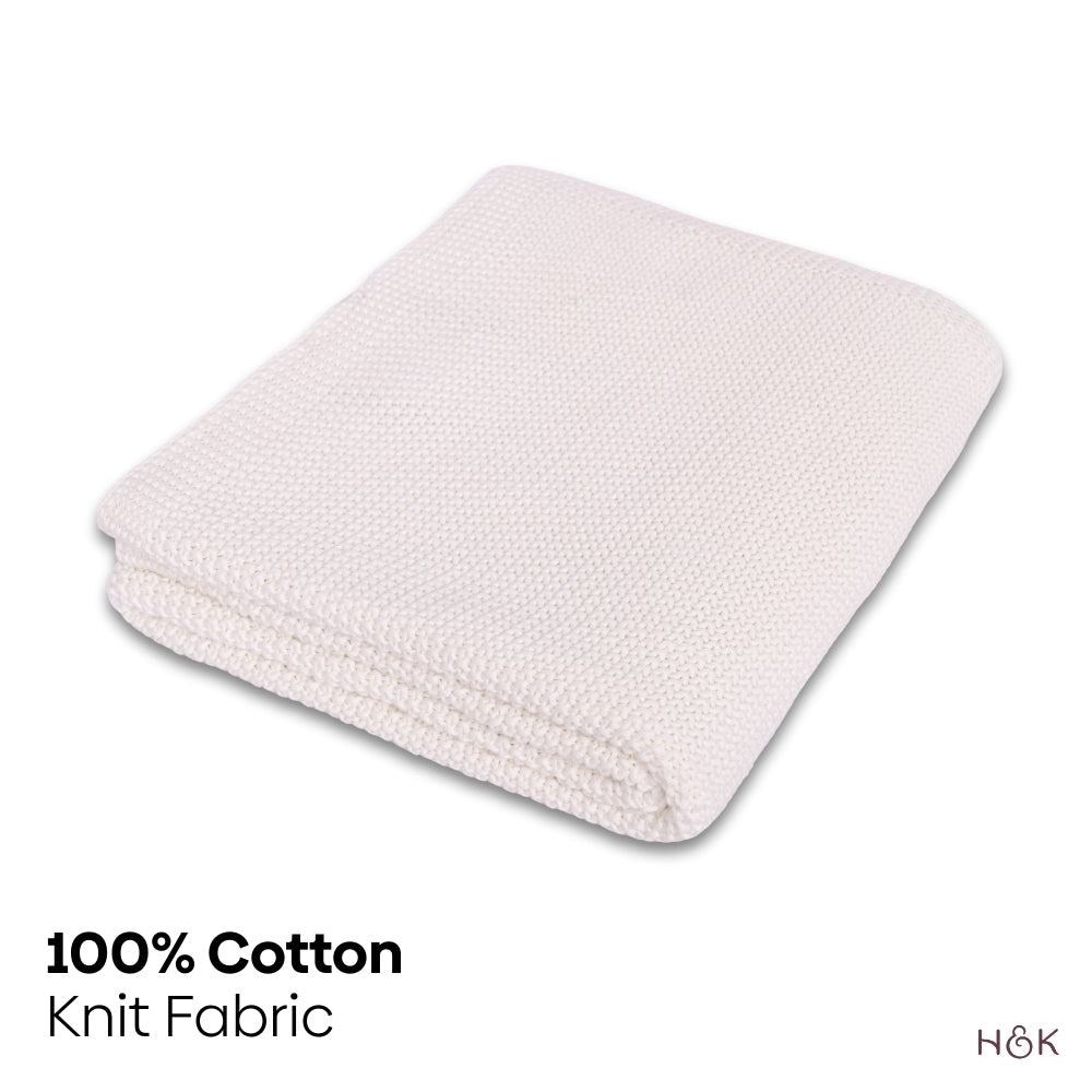 Snow Cream Knitted, Throw Ivory