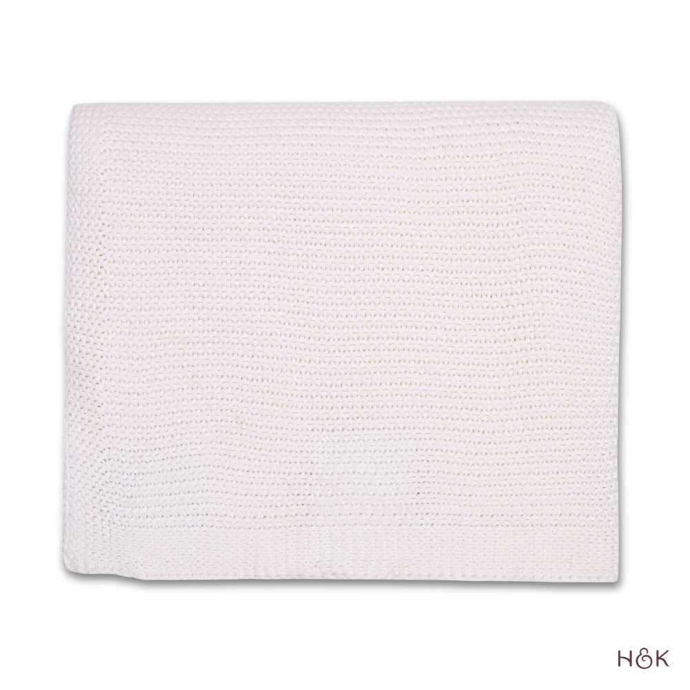 Snow Cream Knitted, Throw Ivory