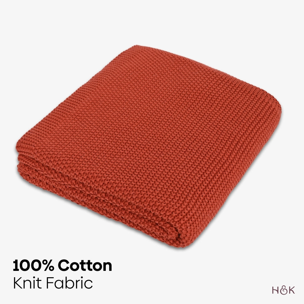 Sienna Warmth Knitted Throw, Burnt Orange