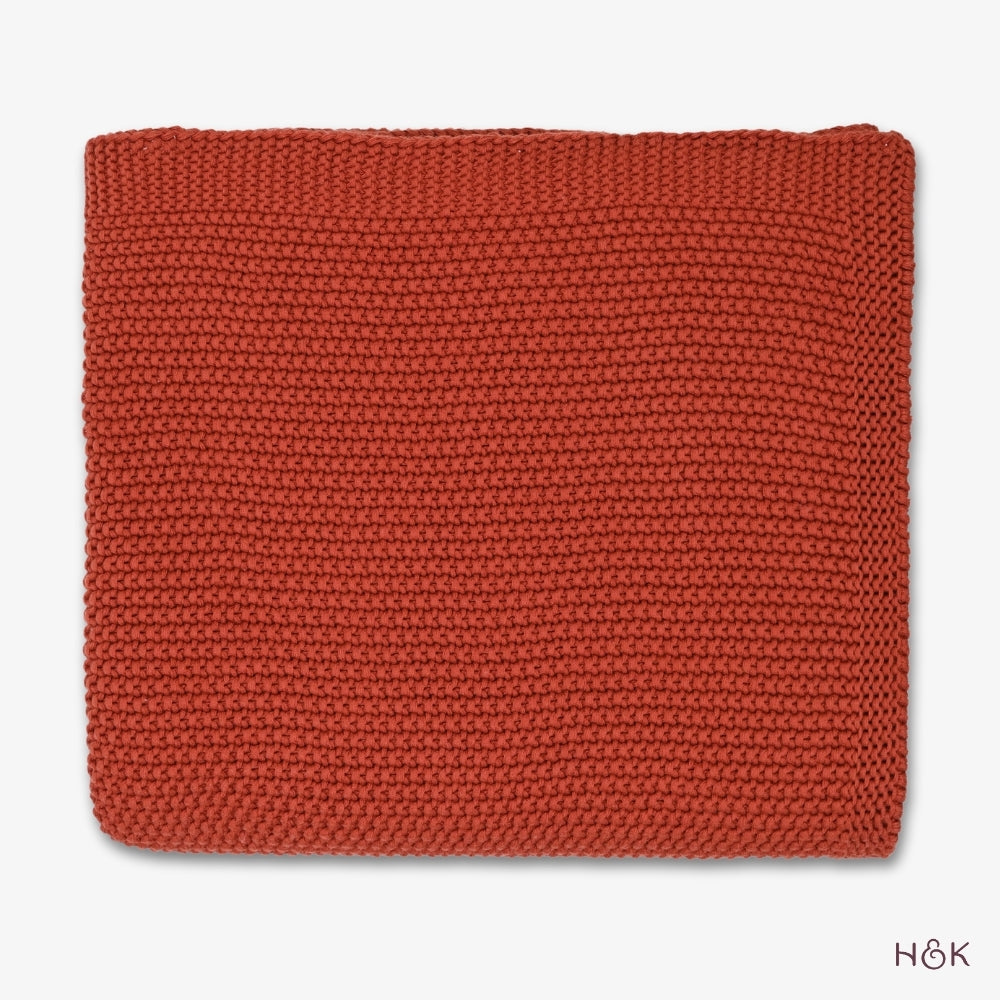 Sienna Warmth Knitted Throw, Burnt Orange
