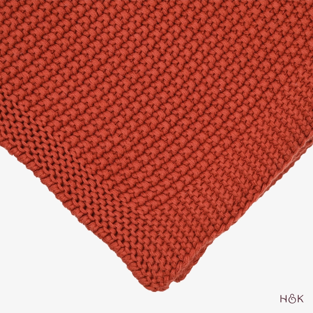 Sienna Warmth Knitted Throw, Burnt Orange