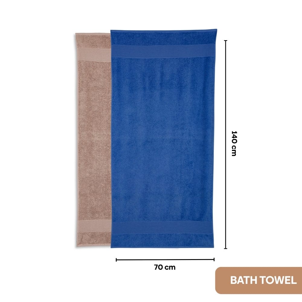 100% Cotton Harmony Combed Bath Set- Pack Of 6 (Cobalt, Almond)