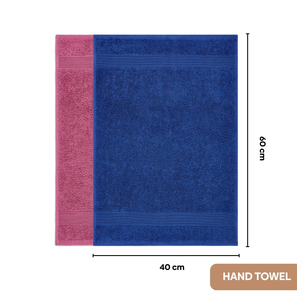 100% Cotton Harmony Combed Bath Set - Pack Of 6 (Cobalt, Mulberry)