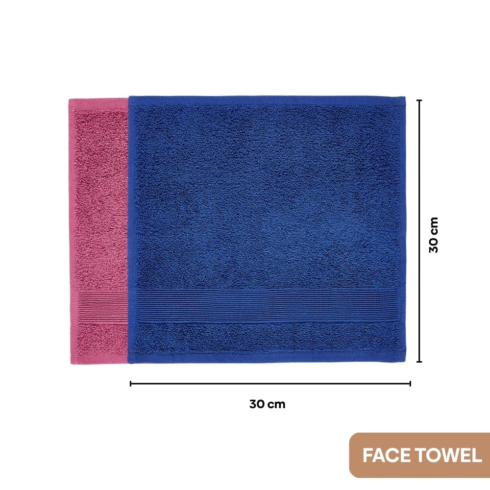 100% Cotton Harmony Combed Bath Set - Pack Of 6 (Cobalt, Mulberry)