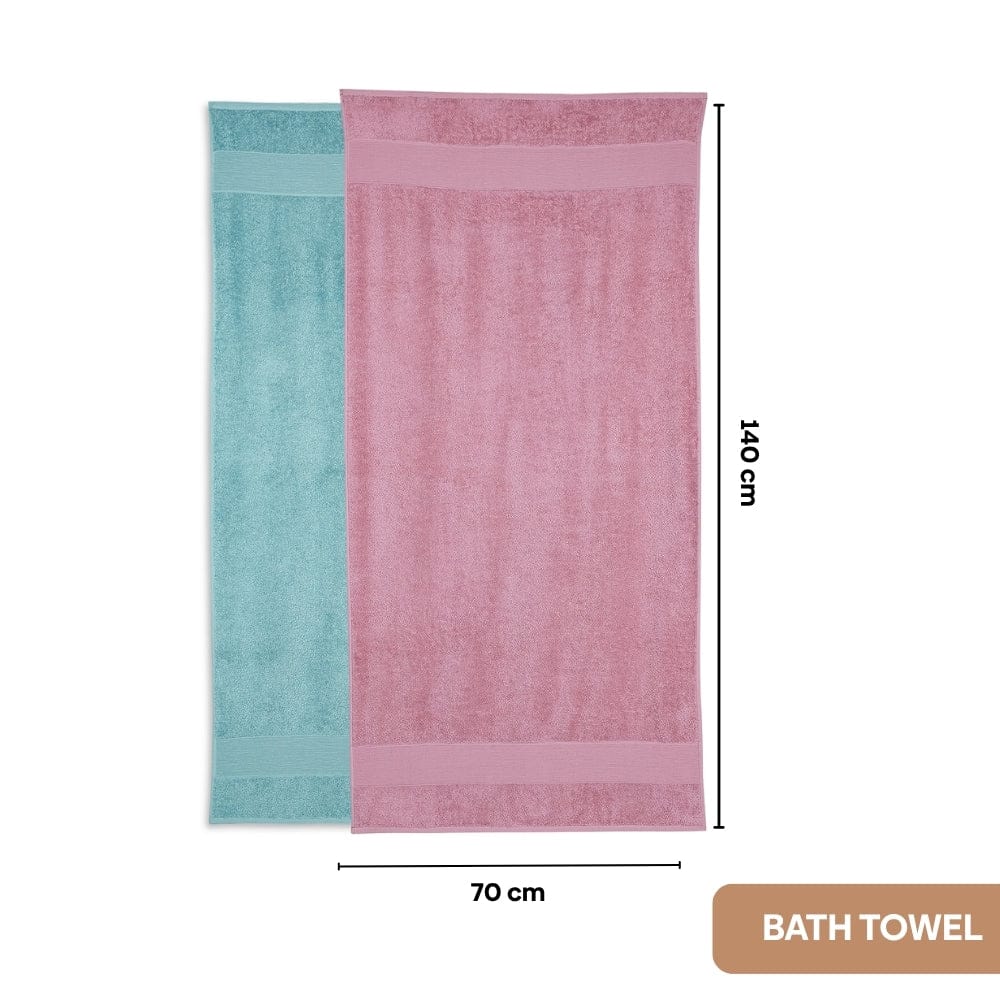 100% Cotton Harmony Combed Bath Set- Pack Of 6 (Cameo Pink, Coastal Blue)