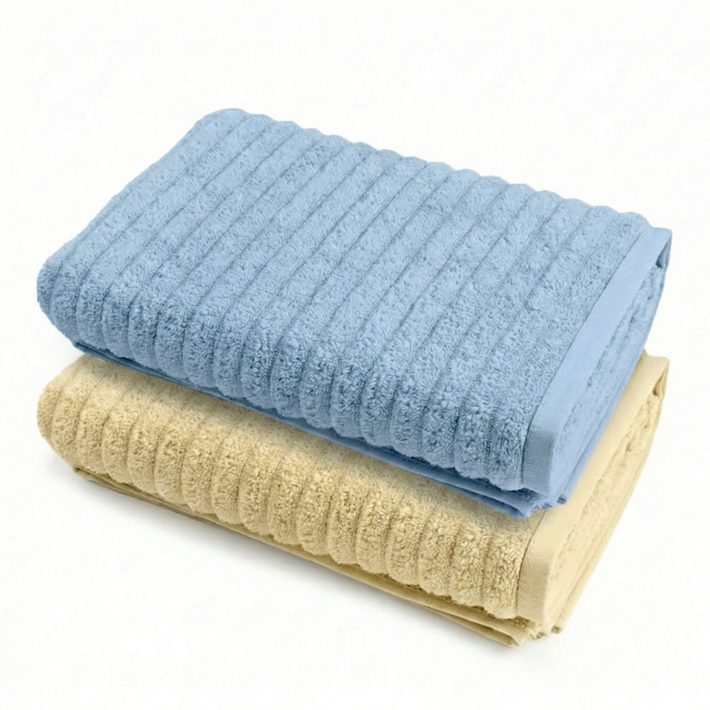 100% Cotton Allure Zero Twist Bath Towel- Pack Of 2 - (Beige, Dusty Blue)