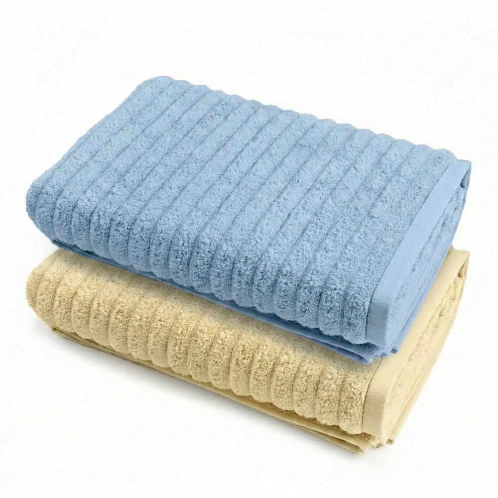 100% Cotton Allure Zero Twist Bath Towel- Pack Of 2 - (Beige, Dusty Blue) - Zero Twist | haus & kinder