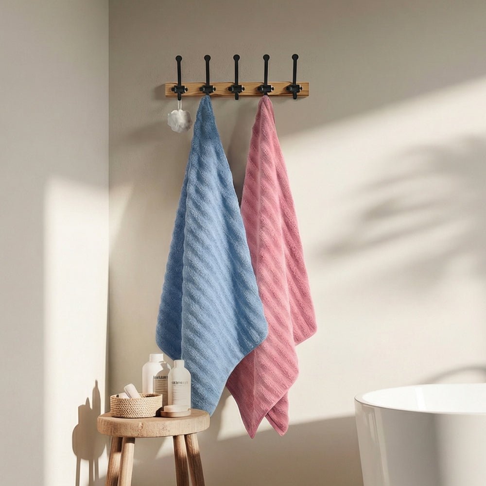 100% Cotton Allure Zero Twist Bath Towel- Pack Of 2 (Dusty Blue, Dusty Rose) - Zero Twist | haus & kinder