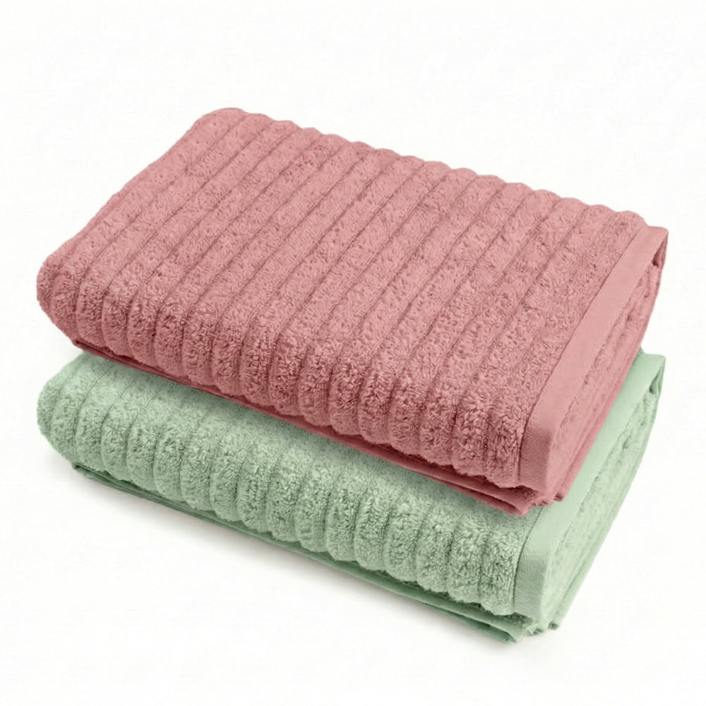 100% Cotton Allure Zero Twist Bath Towe- Pack Of 2 (Sage Green, Dusty Rose)