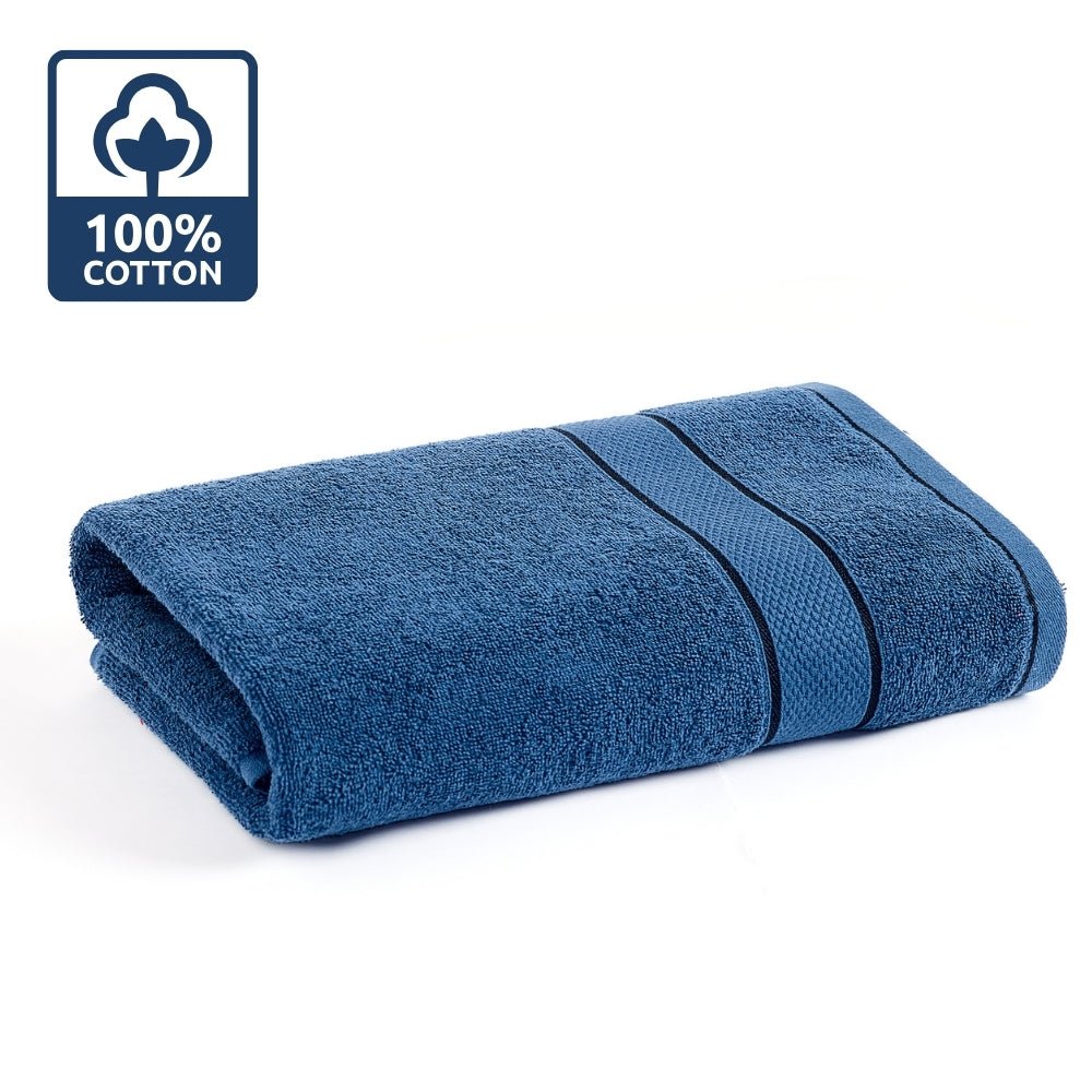 Bliss 100% Cotton Bath Towel Set of 2 – Navy & Pink - Bath Towel | haus & kinder