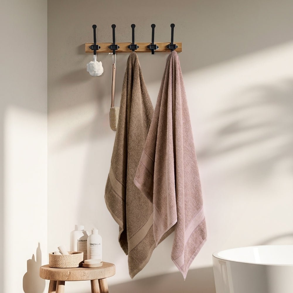 Bliss 100% Cotton Bath Towel Set of 2 – Mocha & Taupe - Bath Towel | haus & kinder
