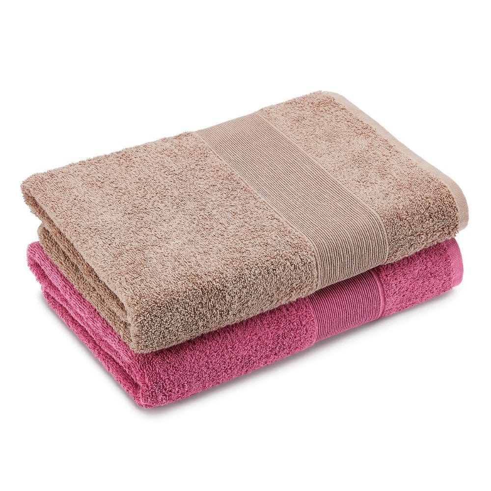 100% Cotton Harmony Combed Bath Towel- Pack Of 2 (Almond, Mulberry)