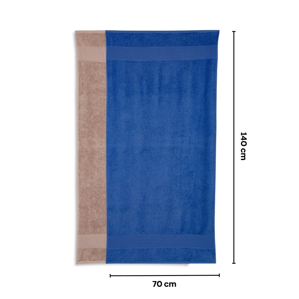 100% Cotton Harmony Combed Bath Towel- Pack Of 2 (Cobalt, Almond)